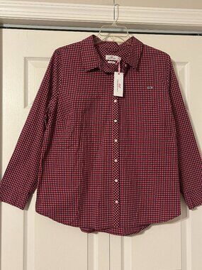 NWT VINEYARD VINES Sz 20 Paradise Pink & Blue Gingham Button Down Shirt Top NEW